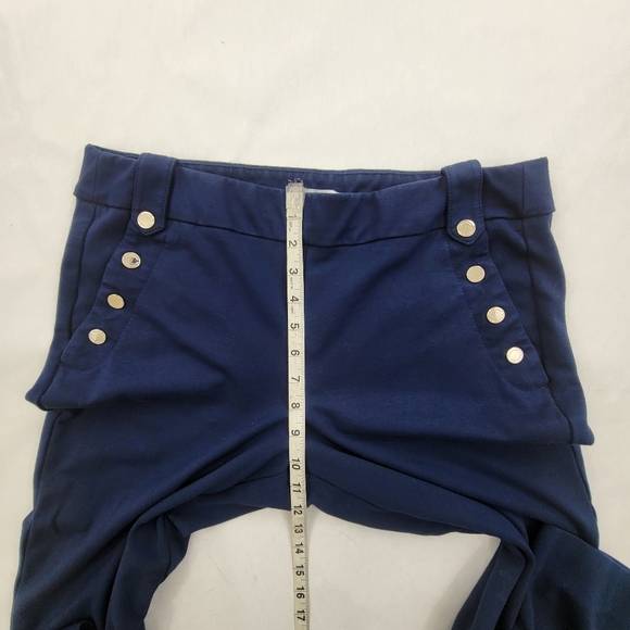 White House Black Market Blue Straight  Pull On Pants Women's Snap Pockets SZ 14 - Picture 6 of 9